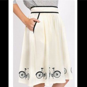 Anthropologie Embroidered Bicycle Circle Skirt (S)